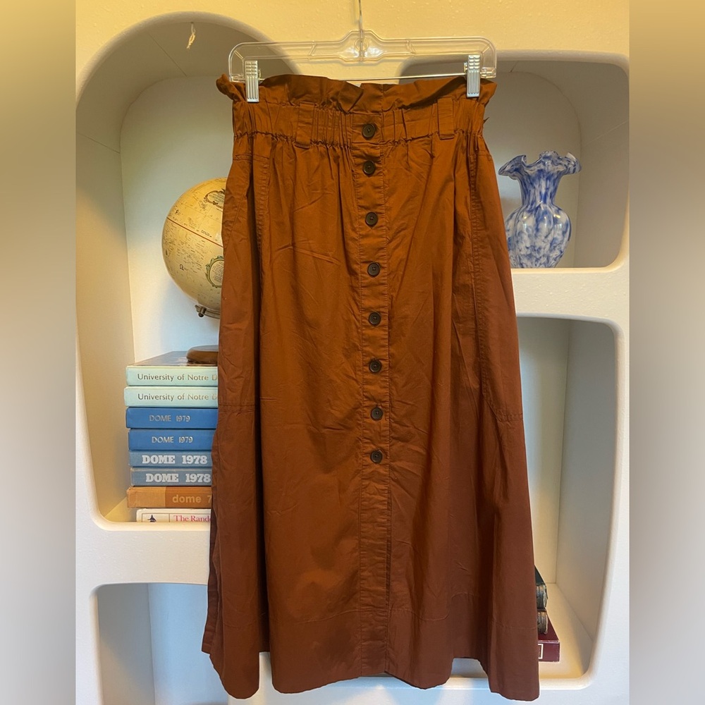 Everlane Brown Paperbag Button-Down A-Skirt XS